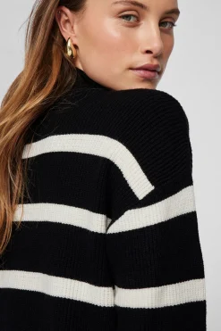 Vila Jersey de canalé con rayas Negro Outlet