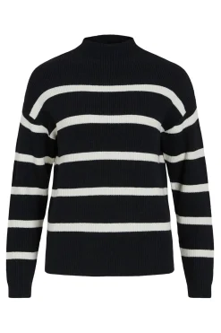 Vila Jersey de canalé con rayas Negro Outlet