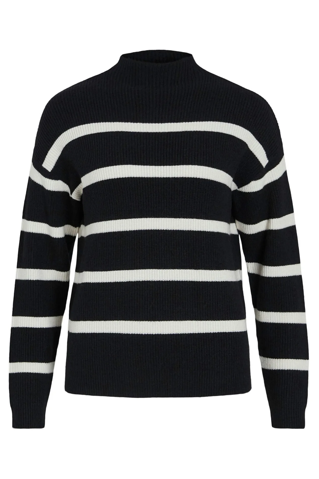 Vila Jersey de canalé con rayas Negro Outlet