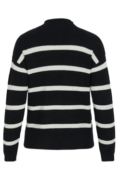 Vila Jersey de canalé con rayas Negro Outlet