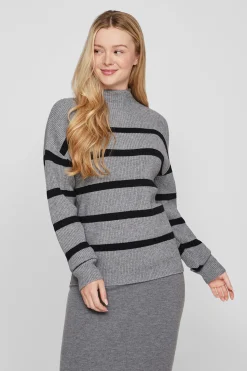 Vila Jersey de canalé con rayas Gris Online