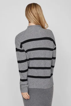 Vila Jersey de canalé con rayas Gris Online