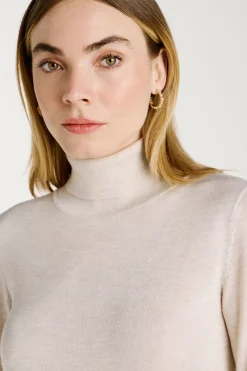 Vila Jersey de cuello alto con viscosa Beige Best