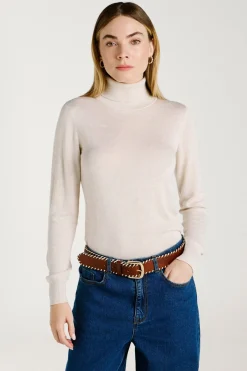 Vila Jersey de cuello alto con viscosa Beige Best