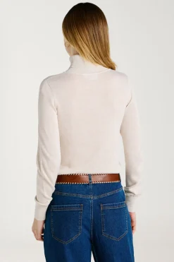 Vila Jersey de cuello alto con viscosa Beige Best