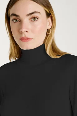 Vila Jersey de cuello alto con viscosa Negro Outlet