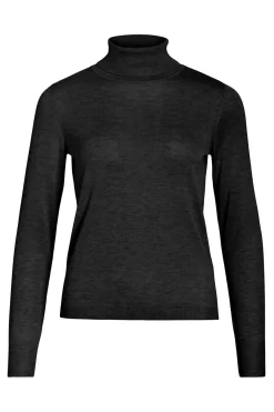 Vila Jersey de cuello alto con viscosa Negro Outlet