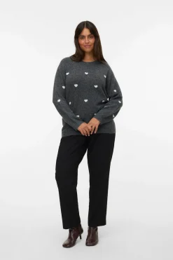 Vero Moda Curve Jersey de cuello redondo talla grande Gris oscuro Sale