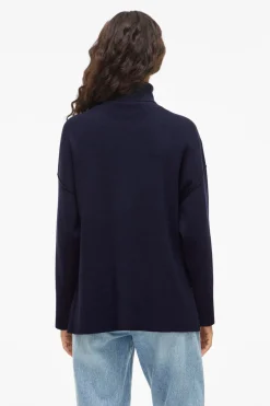 Vila Jersey de cuello vuelto con viscosa Azul marino Discount