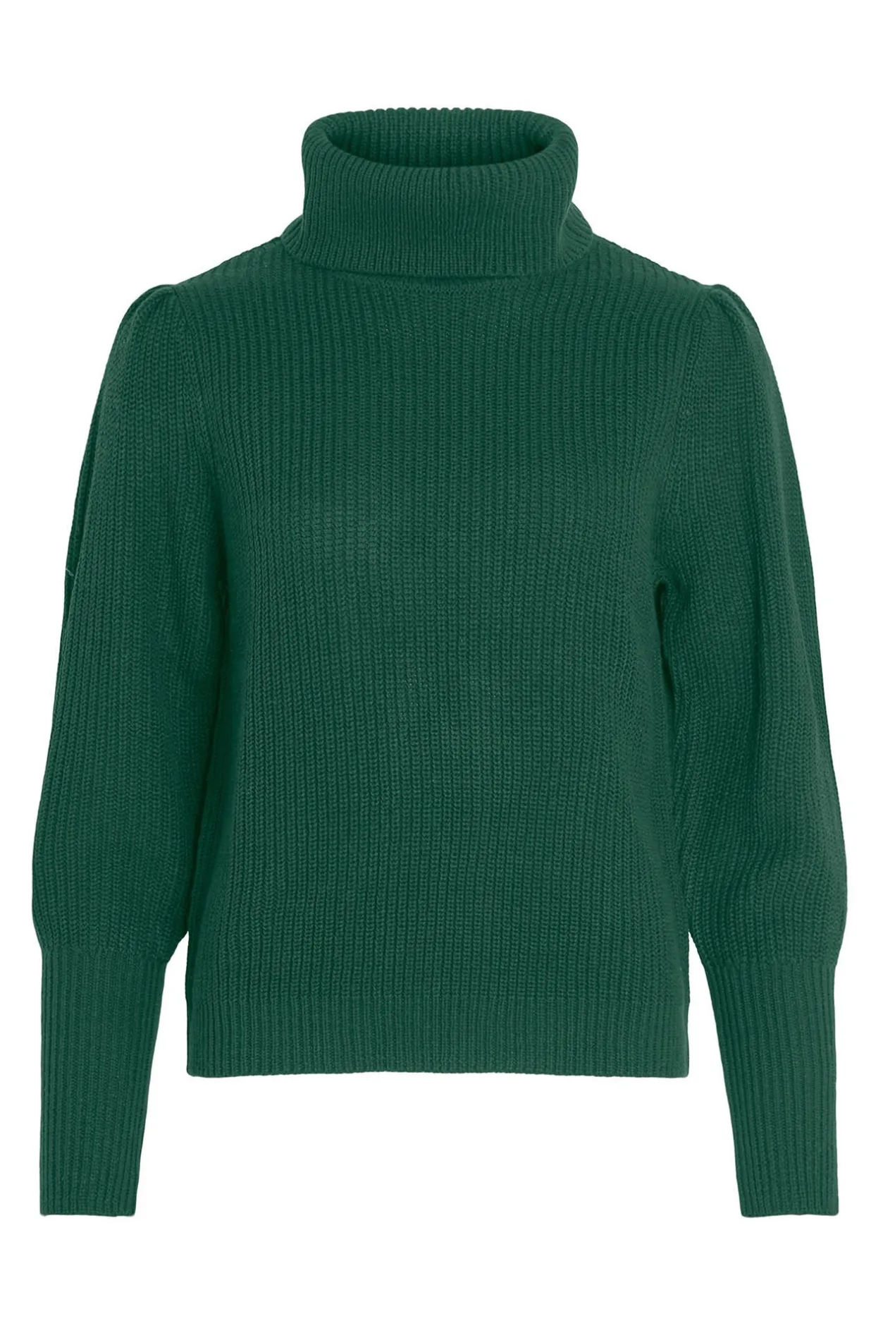 Vila Jersey de cuello vuelto con canalé Verde Clearance