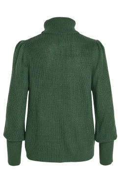Vila Jersey de cuello vuelto con canalé Verde Clearance