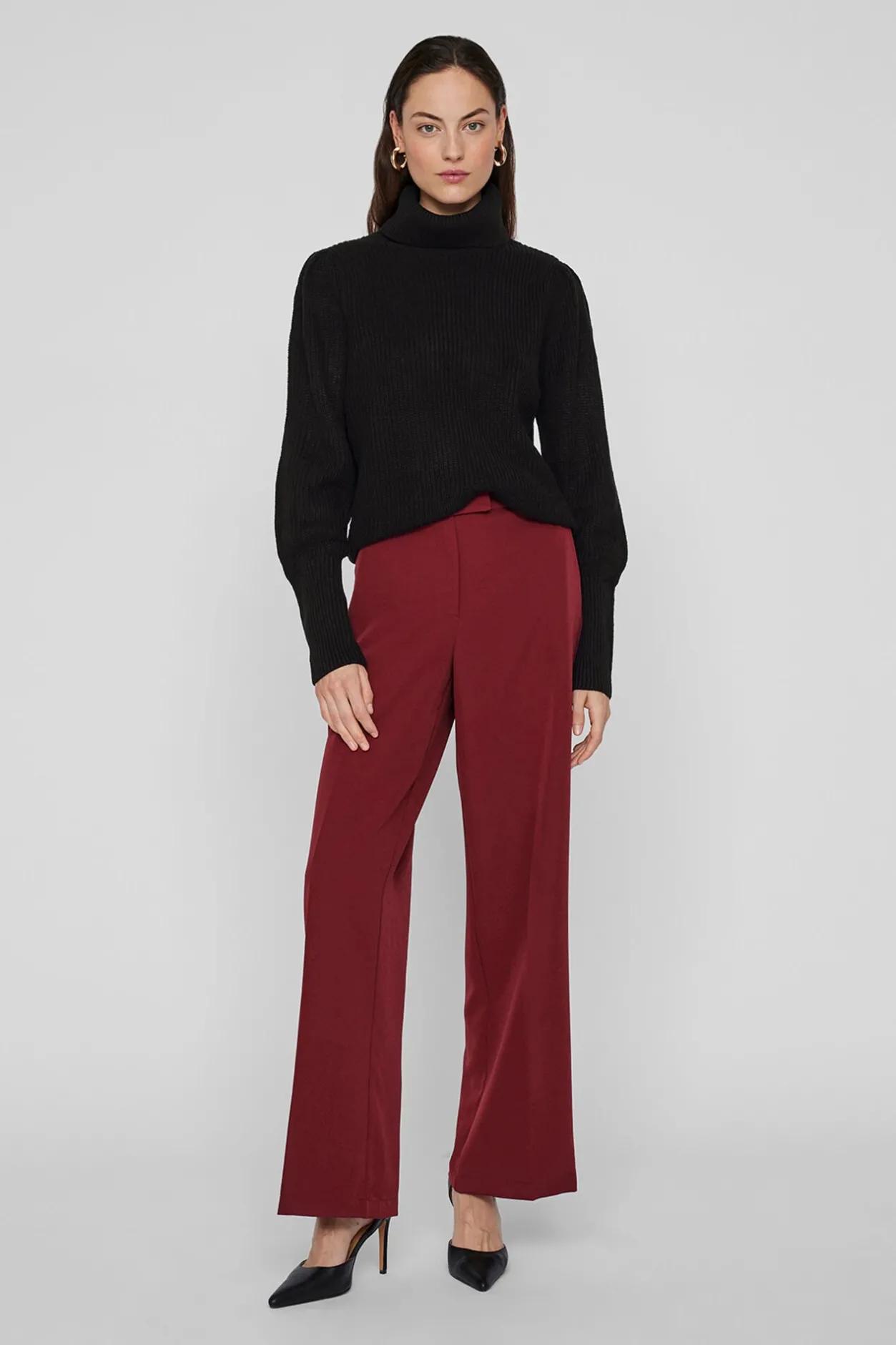 Vila Jersey de cuello vuelto con canalé Negro Best