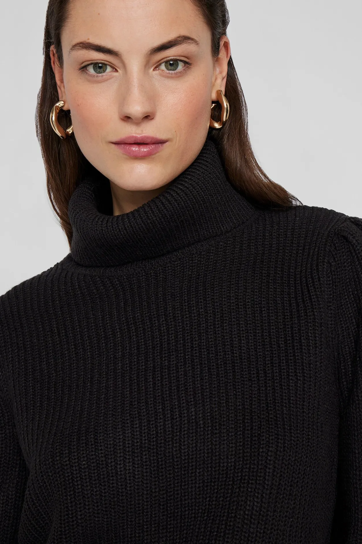 Vila Jersey de cuello vuelto con canalé Negro Best