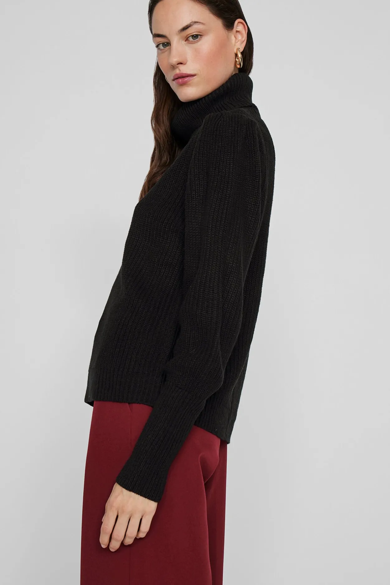 Vila Jersey de cuello vuelto con canalé Negro Best