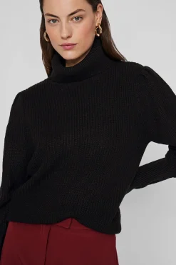 Vila Jersey de cuello vuelto con canalé Negro Best