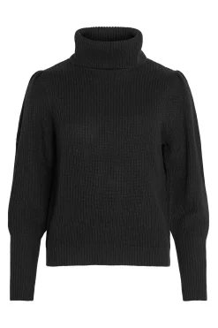 Vila Jersey de cuello vuelto con canalé Negro Best
