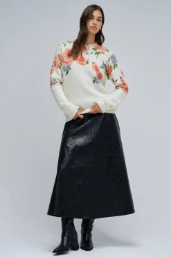 Salsa Jeans Jersey de lana y mohair con estampado floral Marfil