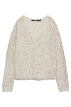 Vero Moda Jersey de lurex y lentejuelas Beige Hot
