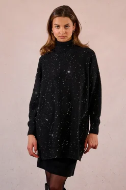 Molly Bracken Jersey de manga larga con abalorios brillantes Negro Discount