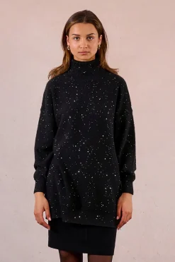 Molly Bracken Jersey de manga larga con abalorios brillantes Negro Discount