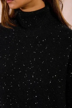 Molly Bracken Jersey de manga larga con abalorios brillantes Negro Discount