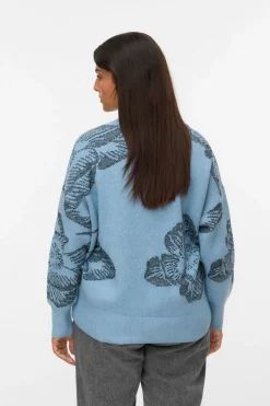 Vero Moda Curve Jersey de manga larga cuello pico Curve Turquesa Clearance