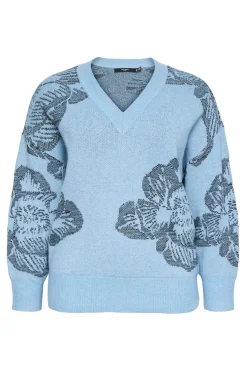 Vero Moda Curve Jersey de manga larga cuello pico Curve Turquesa Clearance