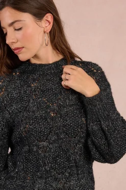 Molly Bracken Jersey de manga larga en punto calado Negro