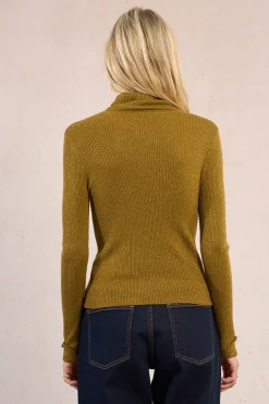 Molly Bracken Jersey de manga larga fino y basico Dorado Clearance