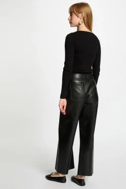 Morgan Jersey de manga larga punto fino botones Negro New