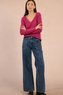 Molly Bracken Jersey de manga larga ribete dorado Lila Best