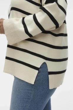 Vero Moda Curve Jersey de manga larga y cuello pico Curve Beige Outlet