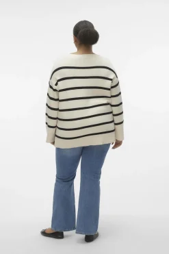 Vero Moda Curve Jersey de manga larga y cuello pico Curve Beige Outlet