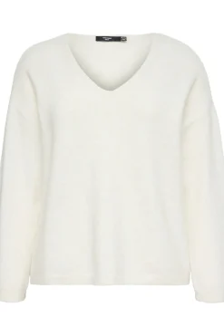 Vero Moda Curve Jersey de manga larga y cuello pico talla grande Gris Discount