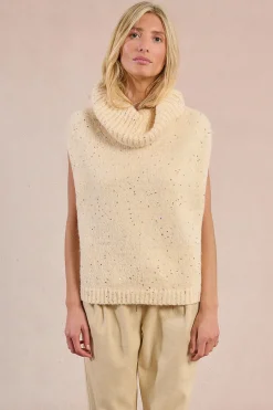 Molly Bracken Jersey de manga sisa cuello alto Marfil