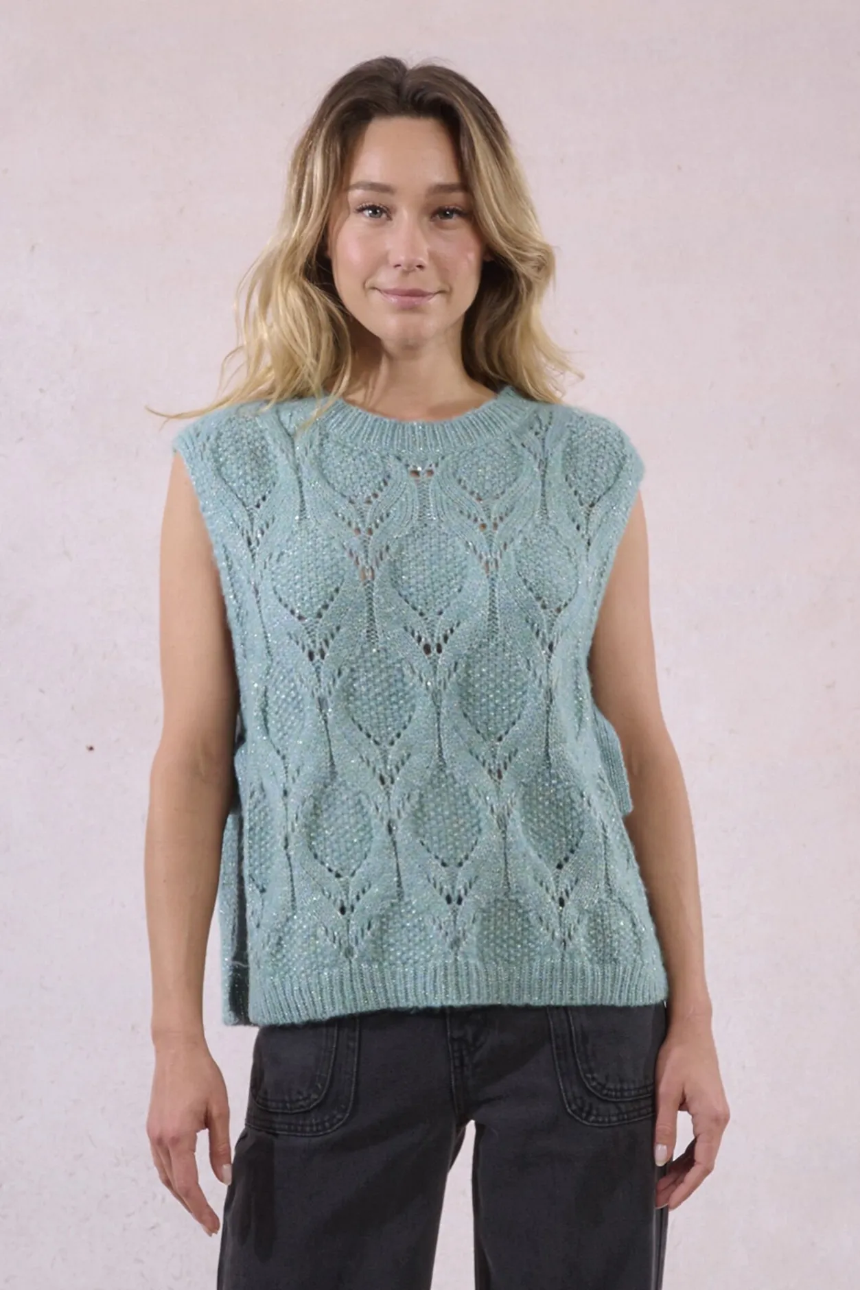 Molly Bracken Jersey de manga sisa detalle lazo Turquesa Online