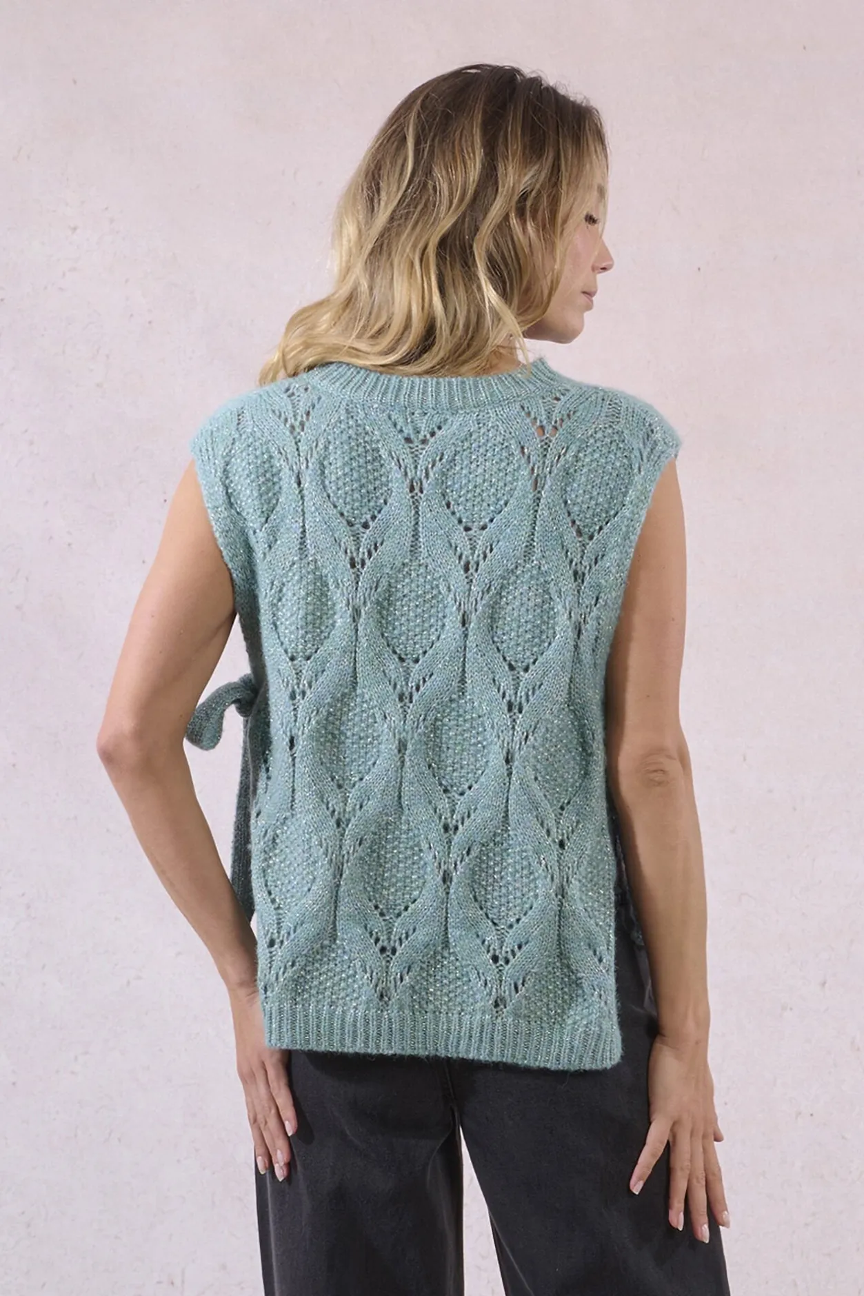 Molly Bracken Jersey de manga sisa detalle lazo Turquesa Online