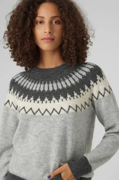 Vero Moda Jersey de mujer de manga larga con estampado Gris Discount