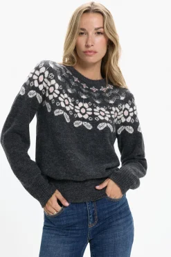 Vero Moda Jersey de mujer de manga larga con estampado Gris oscuro Online