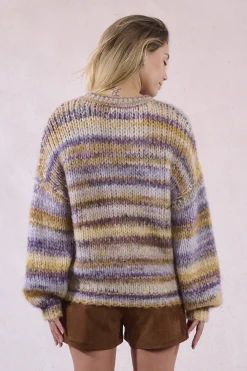 Molly Bracken Jersey de mujer de manga larga estampado rayas Multicolor New