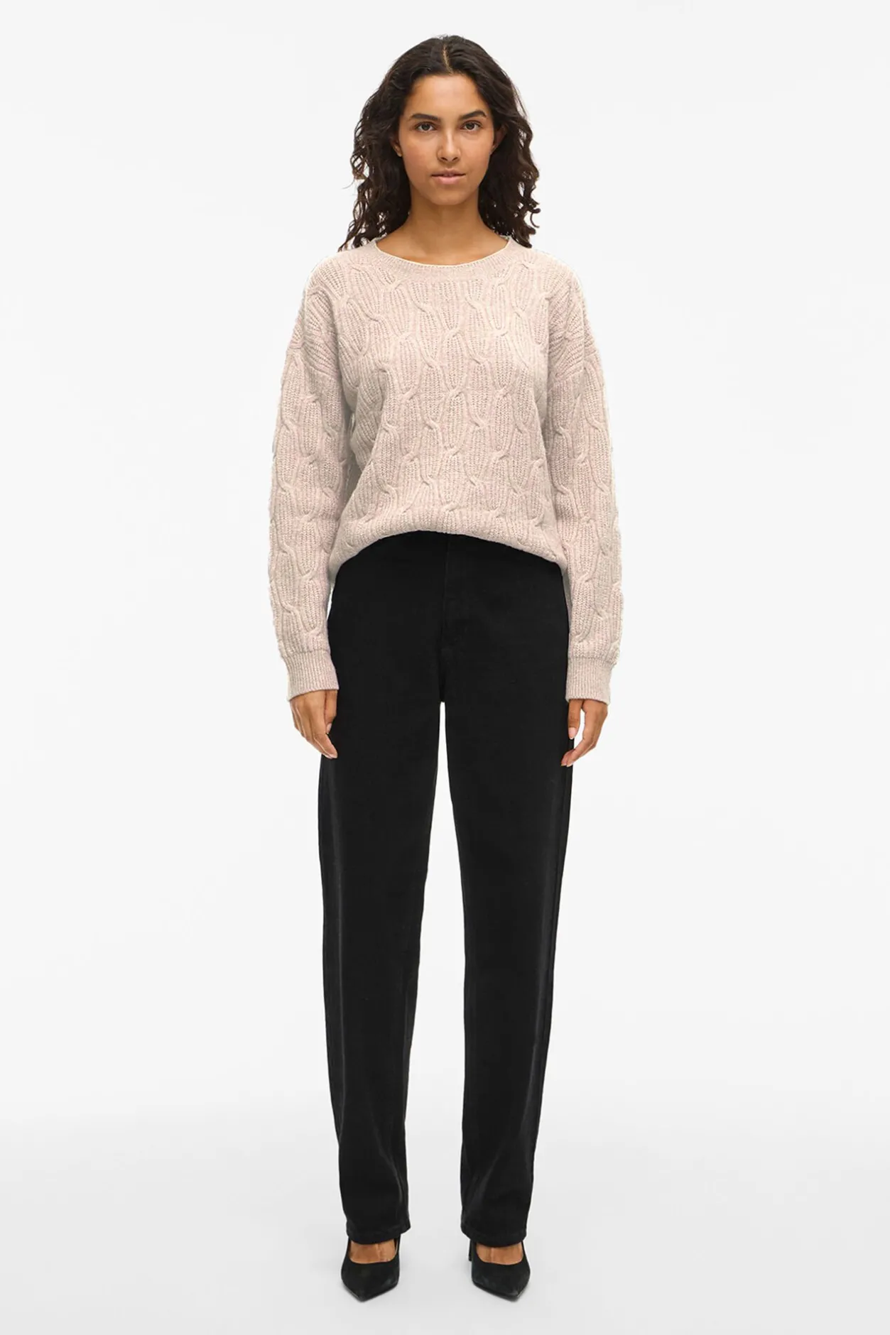 Vila Jersey de ochos con cuello redondo Marfil Discount