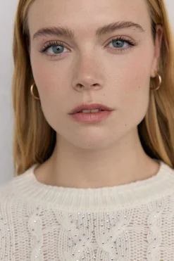 Pedro del Hierro Jersey de ochos tachas brillo Crudo Discount