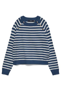 Vero Moda Jersey de punto botones dorados Azul marino Sale