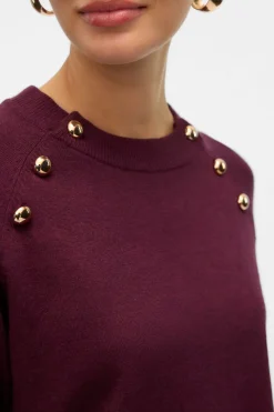 Vero Moda Jersey de punto botones dorados Morado New