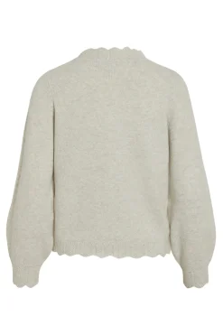 Vila Jersey de punto con cuello perkins Marfil Best