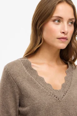 Vila Jersey de punto con cuello pico Marr&oacute;n New