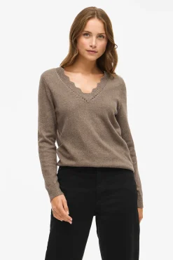 Vila Jersey de punto con cuello pico Marr&oacute;n New