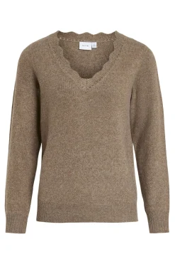 Vila Jersey de punto con cuello pico Marr&oacute;n New