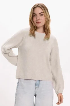 Vila Jersey de punto con detalle en puño Beige