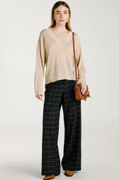 Vila Jersey de punto con glitter Beige